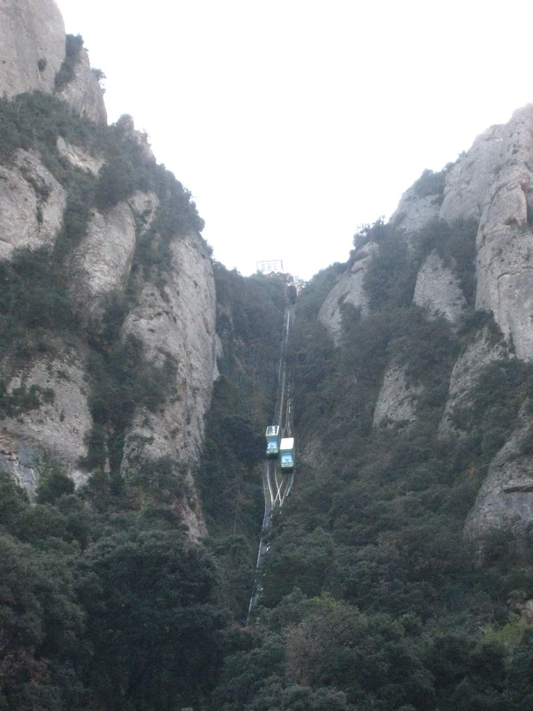 Funicular de Sant Joan en Montserrat — atajo opcional para subir o bajar de la ruta de las ermitas
